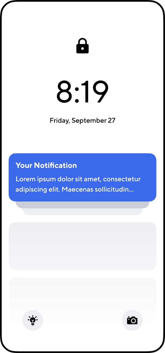 A screenshot of a phone's lock screen with a sponsored push notification on it.