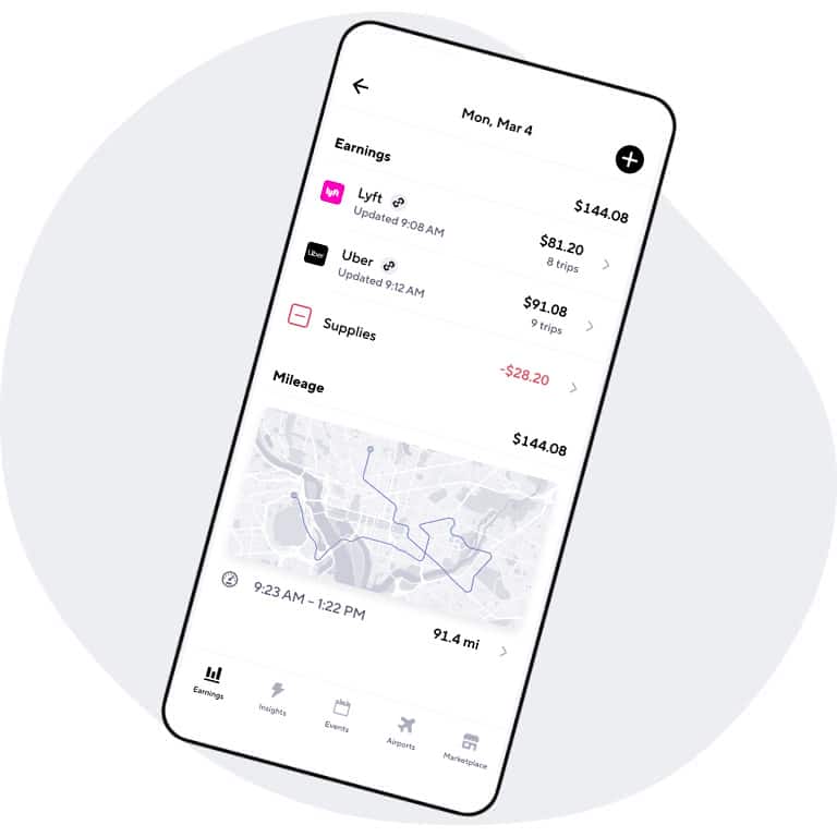 Screenshot of Mileage Tracker App for Rideshare and Delivery Drivers